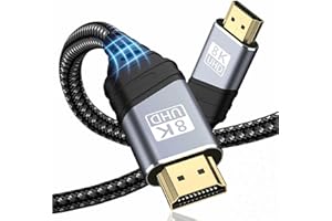 TEFLOTY Kabel HDMI 2.1 8K,Ultra Highspeed 48 Gbps, 8K@60HZ 4K@120HZ, 7680P eARC HDCP 2.2i 2.3,DTS: X, dynamiczny HDR, Dolby Atmos, kompatybilny z HDTV, PS5/4/3, Xbox Series X/S,monitor i więcej (2M)