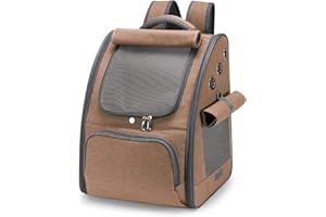 ALLSOPETS Hunderucksack Faltbarer Haustier Rucksack für Hunde und Katzen Atmungsaktive Haustier Tragetasche mit Sonnenschutz Geeignet für Reise Camping Wandern (Khakibraun)