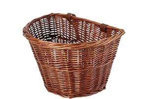 BIBOKO Cesta delantera de mimbre vintage para bicicleta, bolsa de almacenamiento de carga tejida a mano para manillar