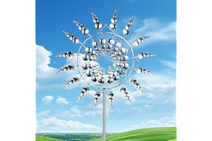 ZEBBYEE Mulino a Vento in Metallo, Girandola a Vento da Giardino Unico e Magico, 3D scultura cinetica per muoversi con questo adatto per giardino, terrazza, prato, decorazione del cortile