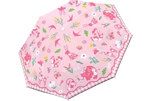 DECALSWEET Regenschirm Kinder Mädchen mit Niedlichem Muster, Kinderschirm Reflektierend mit Schirmhülle & Auf-Zu-Automatik, Taschenschirm Winddicht Sturmfest für Jungen Leicht zu Transportieren-Rosa Tiere