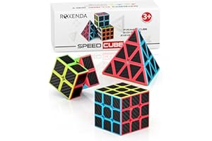 ROXENDA Speed Cube Set, Cube de Vitesse 2x2 3x3 Pyramid Cube Magique Fibre de Carbone