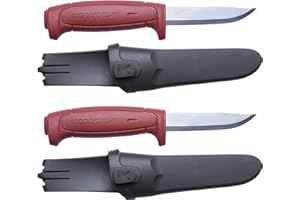 Morakniv Messer mit Scheide für Handwerker - 2-Pack Rot - Basic 511 C - Mora Messer Feststehende Klinge aus Kohlenstoffstahl - 2,0 mm - Hergestellt in Schweden - Outdoormesser feststehend