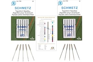 APARTMENT ABC Juego de agujas para máquina de coser Topstitch con ojo grande para máquinas de coser Baby Lock, Brother, Bernina, Elna, Janome, Juki, Kenmore, Pfaff, Singer, y White Coser, tamaños 8012 y 9014 por