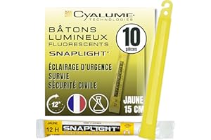 ‎CYALUME TECHNOLOGIES Cyalume SnapLight Knicklichter in Gelb (10-er Pack) - 15 cm Glow Sticks mit Haken am Ende - ultra helle Light Sticks mit einer Leuchtdauer von 12 Stunden
