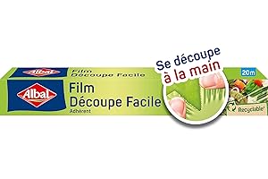 Albal - Film Découpe Facile 20m - Film étirable - Découpe facile à la main - Adhérent