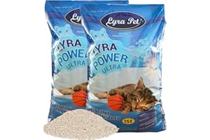 Lyra Pet® | 30 Liter Lyra Power Ultra Excellent Katzenstreu | Mit Babypuder Duft | Klumpstreu | 350% Saugkraft | Naturprodukt aus Bentonit | Stark Klumpend | Saubere Wohnung | Neutralisiert Gerüche