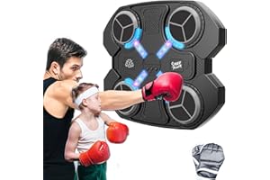 DVONE 400 kg de Fuerza Maquina de Boxeo Musical, 3 Velocidades Dispositivo de Boxeo Electrónico Portátil de Pared con Guantes de Boxeo, Material de Destino Cómodo, Entrenamiento en Casa para Niños