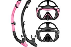JWINTEE Set di 2 maschere da snorkeling per adulti con maschera panoramica e boccaglio Dry-Top, anti-appannamento, impermeabile, in vetro temperato, per immersioni, snorkeling e nuoto