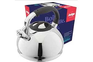Judge 3L Stovetop Kettle - Stove Top Kettle for Gas Stoves & Electric Hobs - 18/10 Stainless Steel Whistling Kettle with Heat Resistant Handle - Non-Drip Spout - All Hob Types Including Induction