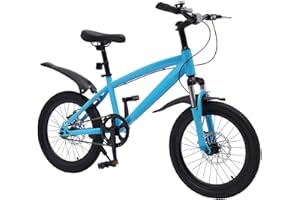 wanwanper 18 inch Mountain Bike for Children, Unisex Children's Bike Kids Bike Bicycle for Children Boys Girls with Adjustable Seat, Boys Girls Bike for Outdoor Sports Trips