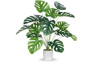 Laelfe 71 cm Grande Plantes Artificielles Monstera en Pot, Faux Plantes Tropicales Artificielles Monstera pour Intérieure Extérieure Maison Bureau Jardin Salon Table Bureau Décoration (18 Têtes)