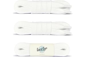 Laceter 3 Paia - Lacci Scarpe Piatti 100% Cotone - Stringhe Scarpe da Sportive Resistenti - Lacci Compatibile con Nike Air Force 1, Air Jordan, Adidas, Converse - Larghezza 8mm