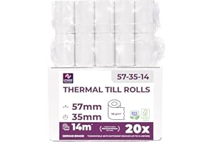 ‎LYNNE PAYMENT SOLUTIONS Ec-Cash Thermorollen 57mm x 14m x 12mm - Kassenrollen - Thermopapier - Bonrollen für Bankomat und Kredit-Kartenlesegeräte (EC-Cash - 57x35x12-14 Meter - 20 Rollen)