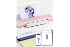 PhoFuta Tattoo Drucker, Tattoo Stencil Drucker mit 10 Blatt Stencil Papier für Tattooing, Thermodrucker Tattoo Kompatibel mit IPad & Telefon & PC für Tattoo Künstler und Anfänger DIY Tattoos, Rosa