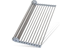 Docksnet Cesaria Scolapiatti da Appoggio Pieghevole in Acciaio Inox - Gocciolatoio per Lavello Comodo e Resistente - Griglia Scola Piatti Lavandino Estensibile (Grigio)