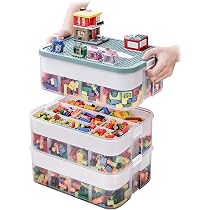 Dokeno Boîte Rangement 3 Niveaux Pour Jouets - Avec Compartiments - Empilable - Pour Lego Et Blocs