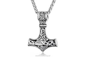 MANQYI Thors Hammer Halskette, Thor Hammer Kette, Thors Hammer Anhänger Mit Keltischer Knoten, Wikinger Kette, Wikinger Kette für Herren, Keltischer Knoten Thors Hammer Ketten, 60cm Kette, Kette Herren