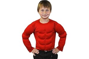 I LOVE FANCY DRESS Pecho MUSCULADO Falso Rojo para NIÑOS(XL)