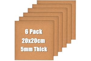 Okydoky Selbstklebende Kork-Borad, Korktafeln für Wände, Korkplattenfliesen für Büro, Zuhause, Schule (5 mm dick, 20 x 20 cm-6P)