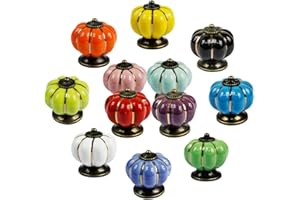 PsmGoods®, pomelli vintage con design "a zucca" in stile europeo per porte e cassetti, adatti a cassettiere, credenze, armadietti, maniglie, manopole, 10 pezzi, Colorful