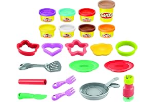 Play-Doh Kitchen Creations Flip 'n pannkakor lekset 14-delad frukostleksak för barn 3 år och uppåt med 8 icke-giftiga färger för modellering