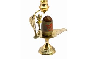 eSplanade Narmadeshwar Shiva Lingam Shiv Ling z mosiężnym dzbankiem na wodę i Trishul - 13,3 cm
