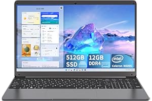 SGIN Computer Portatile 15,6 Pollici, 12GB DDR4 512GB SSD, PC Portatile con Processore Intel N5095 Quad-Core (fino a 2,9 GHz), 1920x1080 IPS FHD Schermo, 2.4/5G WiFi, BT4.2, Type-C, 53200mWh Batterie