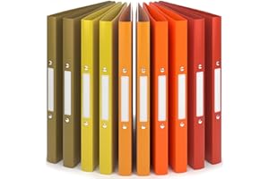 ‎ACROPAQ ACROPAQ - 10 x Ringbuch A4 - Mit 2 Ringen, Mit Rückenetiketten, Rückenbreite 2,5 cm, Sonnenaufgang, Natur Farbkollektion - Ringhefter, Ringordner, Ordner A4 Schmal, Ringmappe A4, Schulordner