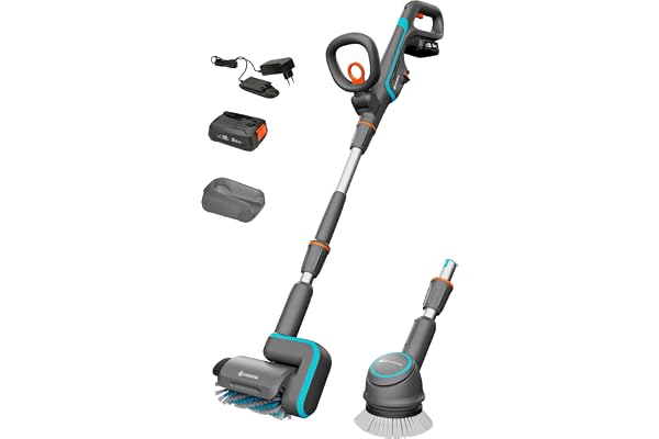 Gardena Batteridrivet Altantvättset AquaBrush 04/18V P4A inkl. batteri och laddare: Utomhus, Universell yta, Borstprofilering, Enknappsfunktion, Sladdlös (14842-20)