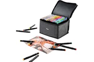 Ordeluxe 80/120/168 Colori, Pennarelli Punta Grossa, Pennarelli Doppia Punta, Asciugatura Rapida in un Secondo, Marker Pennarelli da Disegno per Studenti, Fumettisti, Artisti