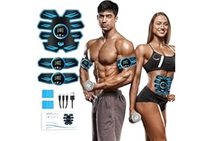 LEMENG Abdominales Electroestimulacion,ABS Muscular Abdominales Cinturón,Estimulación USB Recargable ABS Estimulador Muscular para Bdomen/Brazo/Piernas/Glúteos,8 Modos & 19 Intensidades