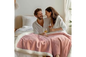 Bedding Aid Waterproof Sherpa Pet Blanket: Protège-lit imperméable en Sherpa pour Chien, canapé, Sofa, Meubles, Doux, Moelleux, Durable, jeté réversible Beige/Blanc 152x203cm