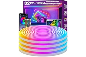 AILBTON Neonowa taśma LED, 10 m, elastyczna taśma, sterowanie za pomocą aplikacji/pilota, wiele trybów, IP65 Outdoor RGB Lights Waterproof,Music Sync Gaming Strip Lights Lights do sypialni, wewnątrz