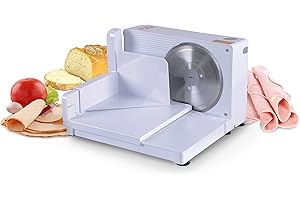 SuperHandy Trancheuse 17cm Portable Professionnel et Pliable électrique AC 230V 50Hz 120 Watt pour: viandes, Deli et fromages à Acier Inoxydable Lame RSG Solingen