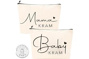 NewZC Schwangerschaft Geschenke für Werdende Mütter - 2 Stück Mama und Baby Kram Tasche mit Reißverschluss Geschenk zur Babyparty Lustige Geschenke für Schwangere mit Silber Lustige Entscheidungsmünze