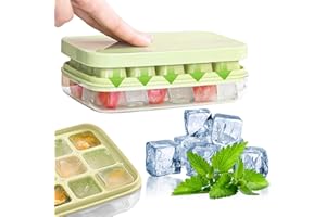 PHOMANTTONARY 1 pieza 15 Cubos Cubitera Hielo con Tapa, Silicona Bandejas de Cubitos, Ice Cube Maker Tray para Frutas, Bebidas, Alimentos, Bebés y cócte, Verde
