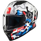 MT Helmets Stinger 2 Sports Full Face Motorcycle Helmet with Anti-Fog Visor, Full Vision Sun Visor, Washable Interior and HIR