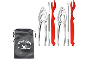 HICAS Crab Claw Crackers and Tools Set, Seafood Tools Set Crab Leg Crackers and Picks Tools Including 2 Lobster Shell Crackers and 6 Seafood Forks Kit