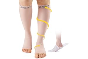 CAMBIVO Bas de Contention Pied Ouvert, Chaussettes de Contention Femme Homme, Chaussettes de Compression Classe 2 20-30mmHg pour Varices, l'œdème, Circulation Sanguine Jambes, Voyage