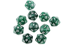 SCONOSCIUTO Generic Lot de 10 écrous D20 Facce Jouet D & Jeux Rpg Partito Dédi – Vert