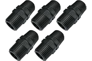 AERZETIX - C51973 - Set di 5 - Nipplo uguale con raccordo filettato in plastica - doppio filettatura maschio/maschio - 1/2"x1/2'' - PN 10 bar - raccordi a compressione connessione per avvitare