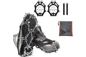 Raheem Steigeisen mit 24/19 Zähne für Wanderschuhe, Spikes für Bergschuhe Verdickte Schuhkrallen Edelstahl Spikes Anti-Rutsch Schuhkrallen für Winter