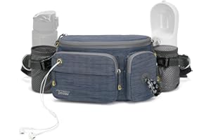 TUDEQU Gürteltasche Bauchtasche mit Flaschenhalter,Damen und Herren Fanny Pack,Verstellt Bauchtasche,Joggen Hundetraining, Handyfach Wasserdicht Hüfttasche für Wandern Reise Camping(Grey Blue)