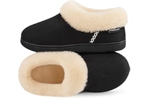 EverFoams Women's Warm Slippers Fluffy Memory Foam Indoor Outdoor Closed-back House Shoes