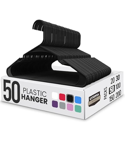 Perchas De Plástico Negras Ultra Delgadas - Pack De 20 Unidades, Ahorran Espacio, Para Todo Tipo De Ropa