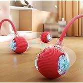 Busstier Akıllı Kedi Oyuncağı, Otomatik Yuvarlanan İnteraktif Top, Hareketli Kuyruk, USB Şarjlı, LED Işıklı, 3 Oyun Modu, Evc
