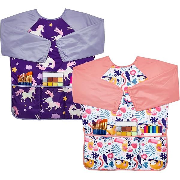 Tablier Peinture Enfant Imperméable Manches Longues - Blouse Art Plastique 2-8 Ans - Protection Taches