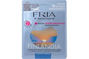 Fria K-Beauty Maschera Viso Finlandia con Potassio Lattato e Derivati Aminoacidici, Effetto Super Idratante sulla Pelle, Dermatologicamente Testata, Confezione da 1 Maschera