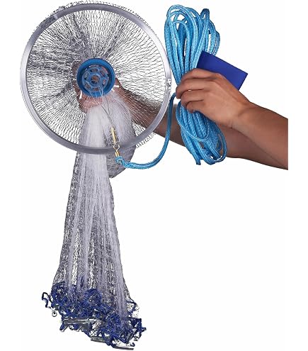 EASY BIG American Cast Net with Aluminum Frisbee, Fishing Net for Bait Trap, 0.8inch/2cm Mesh, 7.8-13.8ft/2.4-4.2m Diameter : Buy Online at Best Price in KSA